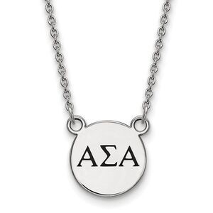 Sterling Silver Alpha Sigma Alpha Small Enamel Greek Letters Necklace